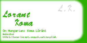 lorant koma business card