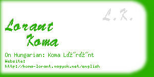 lorant koma business card